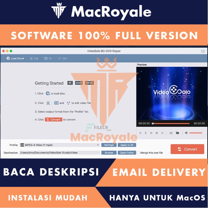 [MacOS] VideoSolo BDDVD Ripper Full Version Lifetime Full Garansi