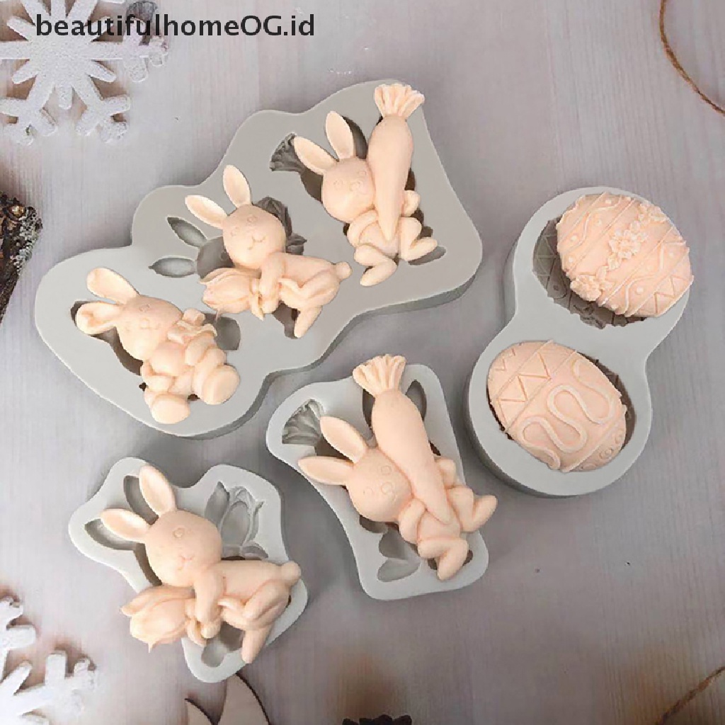 // Beautifulhomeog.id// Easter Rabbit Fondant Silicone Mold Wortel Alat Kue Cookies Baking Cetakan Telur **