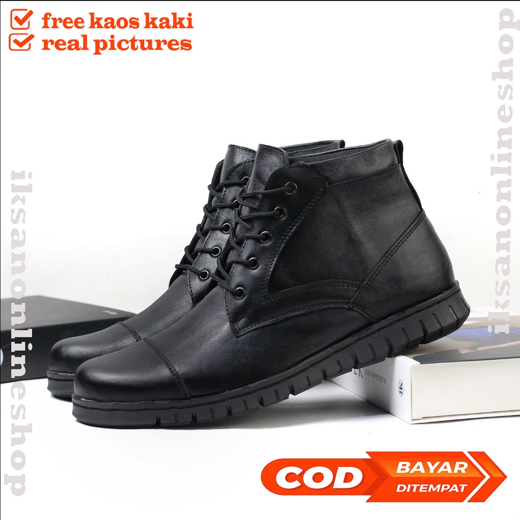 BERLIND Sepatu Kulit Pria Boots High Sepatu Casual Bikers Touring High Quality Terbaru