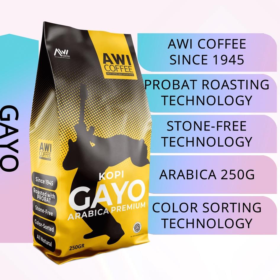 

☛ Awi Kopi Gayo Arabica Premium 250Gr Biji | Roasted Coffee Beans | Aceh Grade 1 Kualitas Ekspor ❆