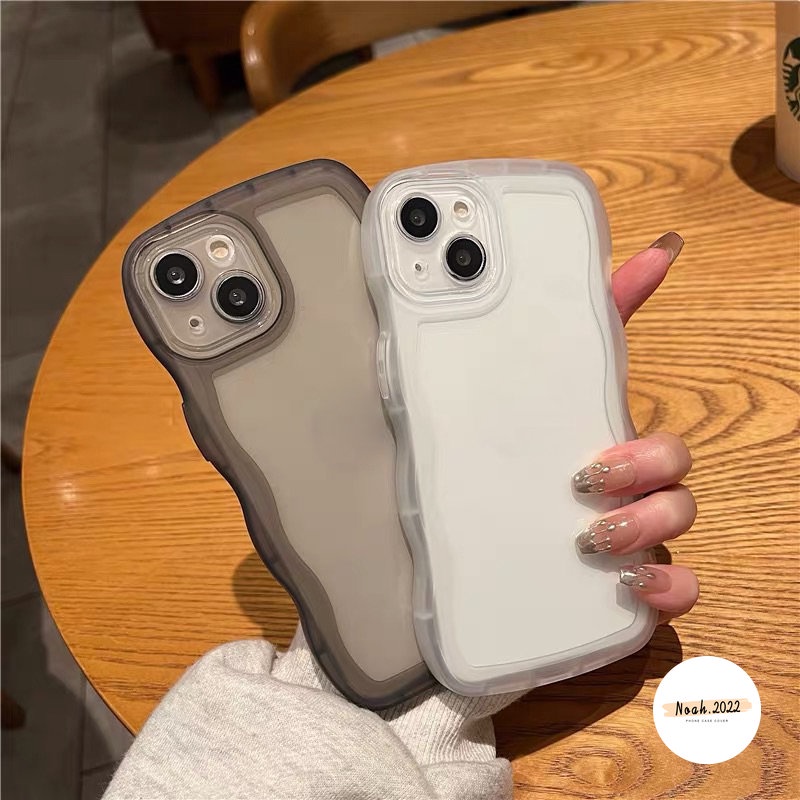 IPHONE Soft Case Mewah Sederhana Bergelombang Frame Phone Case Kompatibel Untuk Iphone14 13 12 11 Pro Max 6 6s 78 Plus XR X XS Max SE 2020 Transparan TPU Shockproof Clear Cover