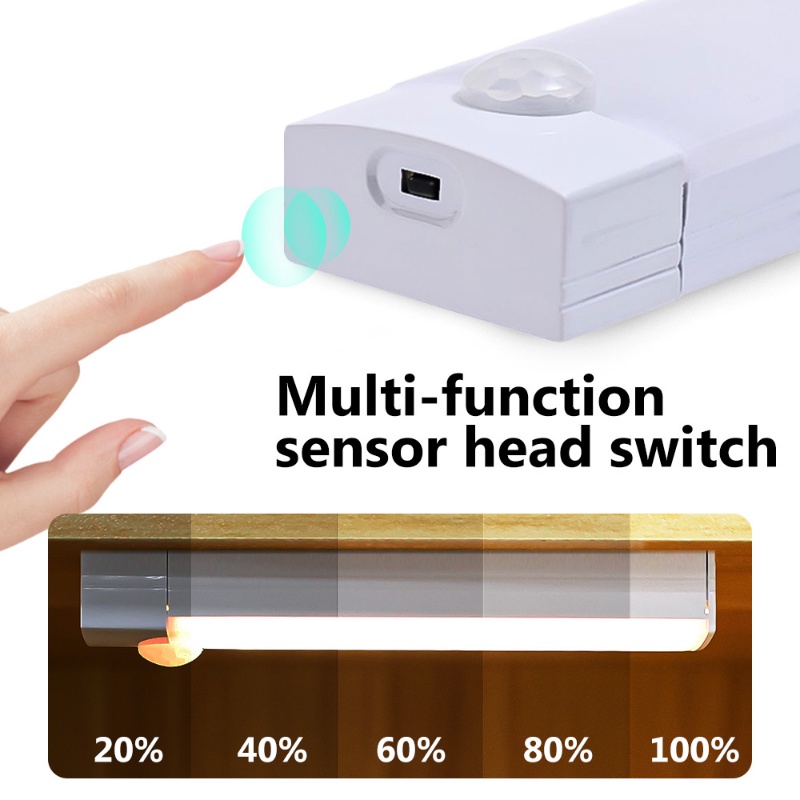 Lampu Kabinet LED Portabel Perekat Diri Dilepas/Lampu Sensor Gerak Nirkabel USB Rechargeable/Penerangan Malam Kamar Tidur Lampu Samping Tempat Tidur