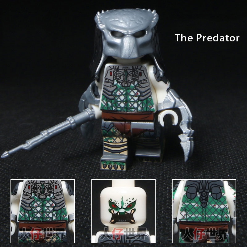 Karakter Film Alien Killer Predator Man Aberdeen Puzzle Rakitan Blok Bangunan Mainan Dekorasi Desktop