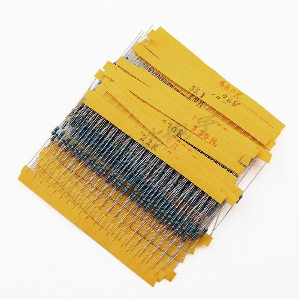 Populer 600pcs /set Resistor Metal Film Metal Tahan Lama 30jenis Komponen Pasif Tahanan 1/4W