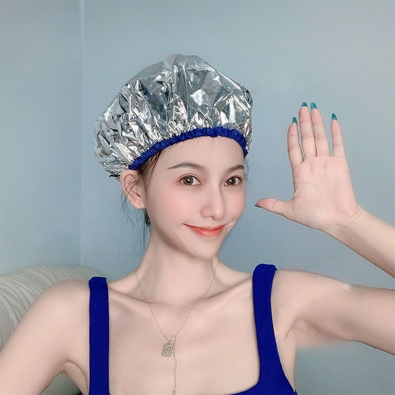 1pc Peredam Panas Aluminium Foil Tahan Air Topi Portable Spa Rambut Salon Shower Caps Pelindung Perawatan Rambut Rumah