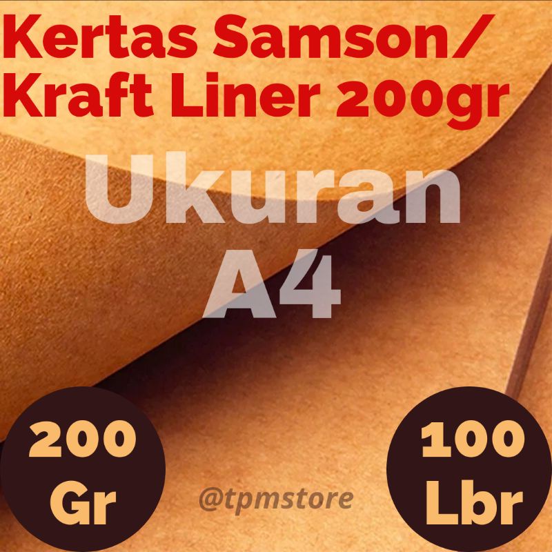 

100 Lembar Kertas Kraft A4 200 Gram 200gram 200gr / Kertas Samson Kraft Paper A4 / Kertas Cokelat Kraft