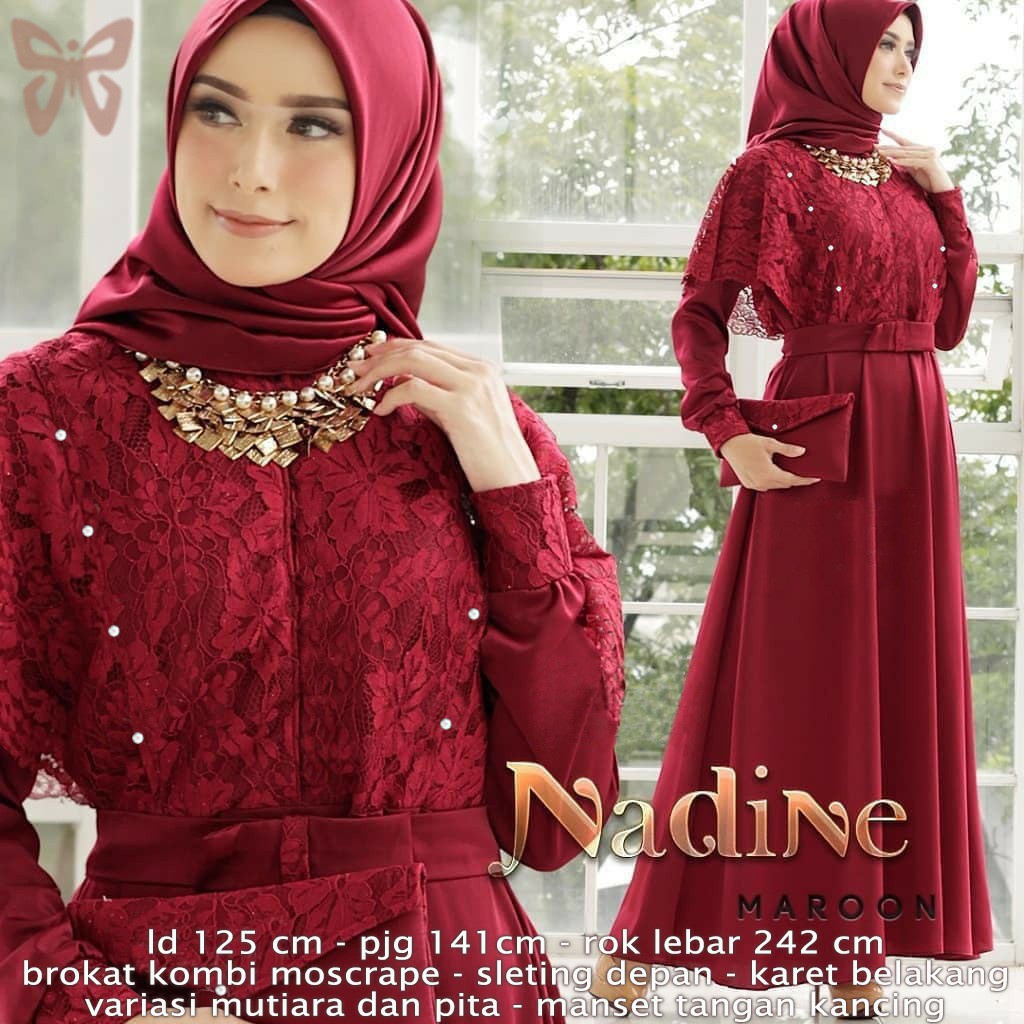 ELVA 5 - MAXI NADINE JUMBO BAJU MUSLIM WANITA TANPA PASMINA BAHAN BRUAKT KOMBI MOSCREPE BUSUI