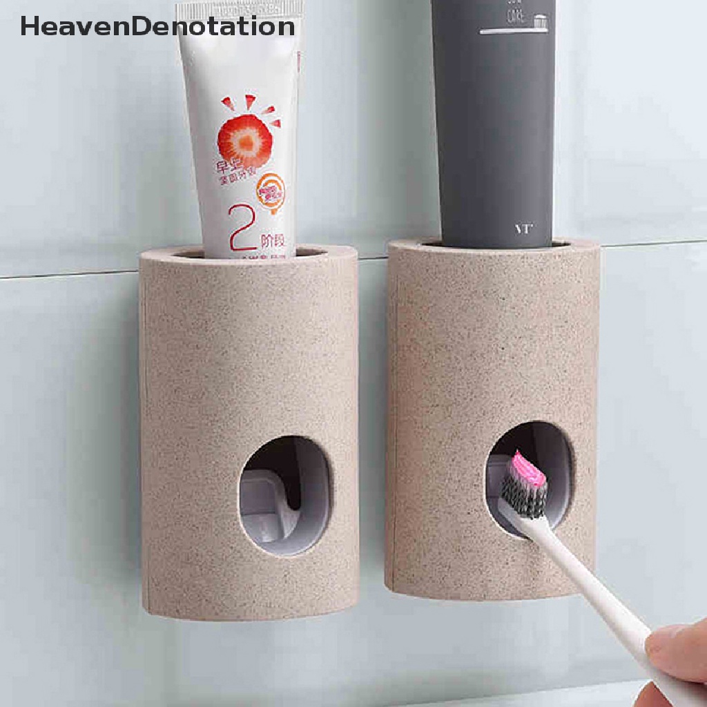 [HeavenDenotation] Wheat Straw Dispenser Pasta Otomatis Tabung Putih Rolling Tooth Paste Press Modern Squeeze Hiasan Dinding Odol Pemeras HDV