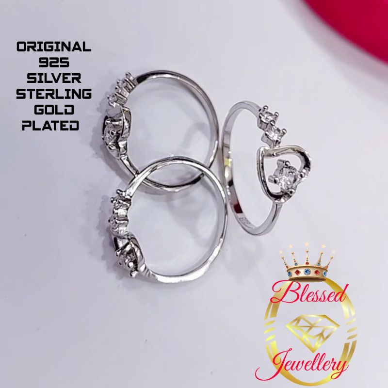 CINCIN LOVE PERAK ASLI 925 LAPIS EMAS