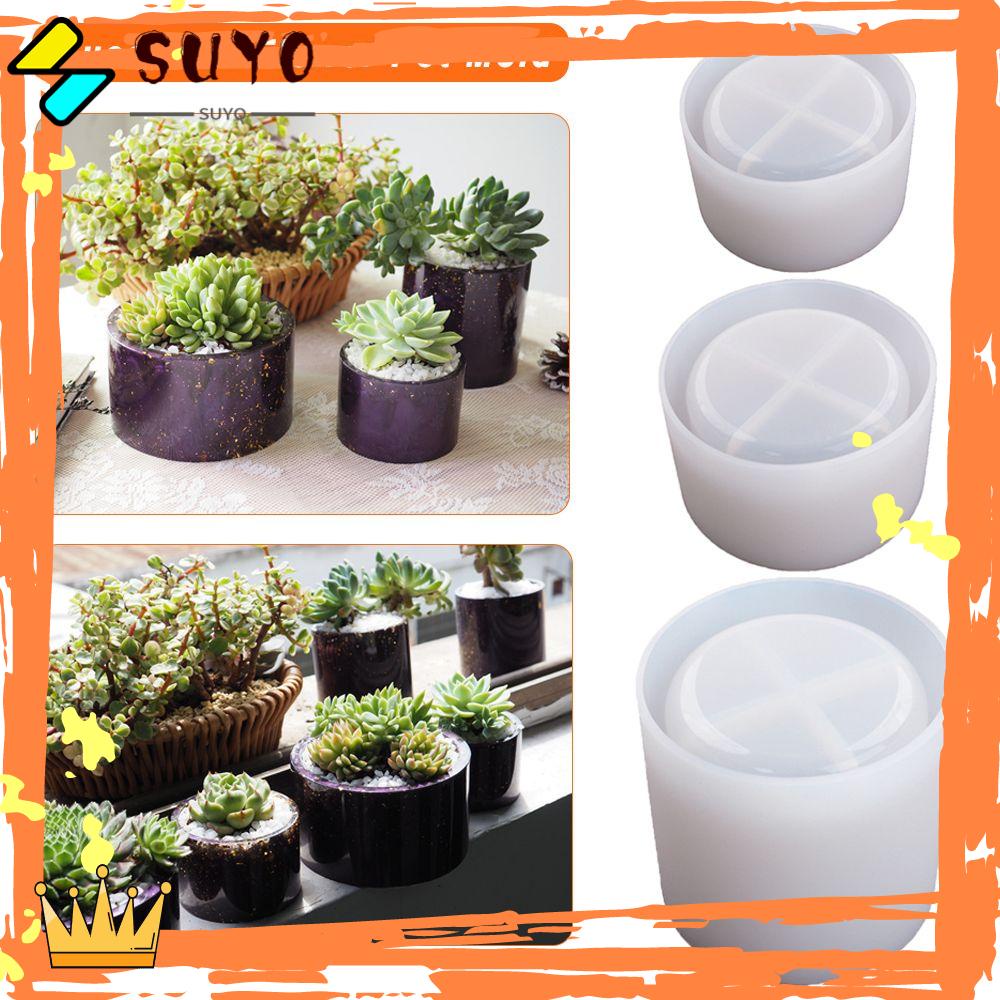 Suyo Cetakan Nampan Resin Kristal DIY Membuat Perhiasan Alat Casting Pot Bunga Succulent Flower Pot