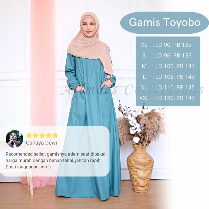 Baju Gamis Wanita Terbaru Murah Bahan Katun Toyobo Fodu - Hijau Wardah