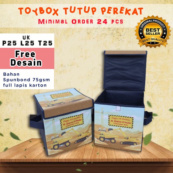 Souvenir Ulang Tahun Toys Box / Storage Kotak mainan Anak Custom Tutup Perekat