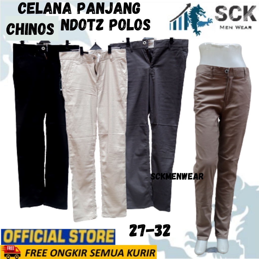 Celana Panjang Chinos Ndotz Polos Kancing Ukuran 27-32 Aneka Warna Pinggang Karet / Celana Karet / Celana Panjang  - sckmenwear GROSIR