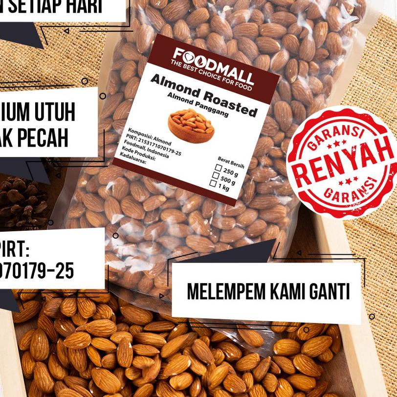 

♀ Almond Roasted 1 kg GRADE A PREMIUM / Almond Panggang ♛