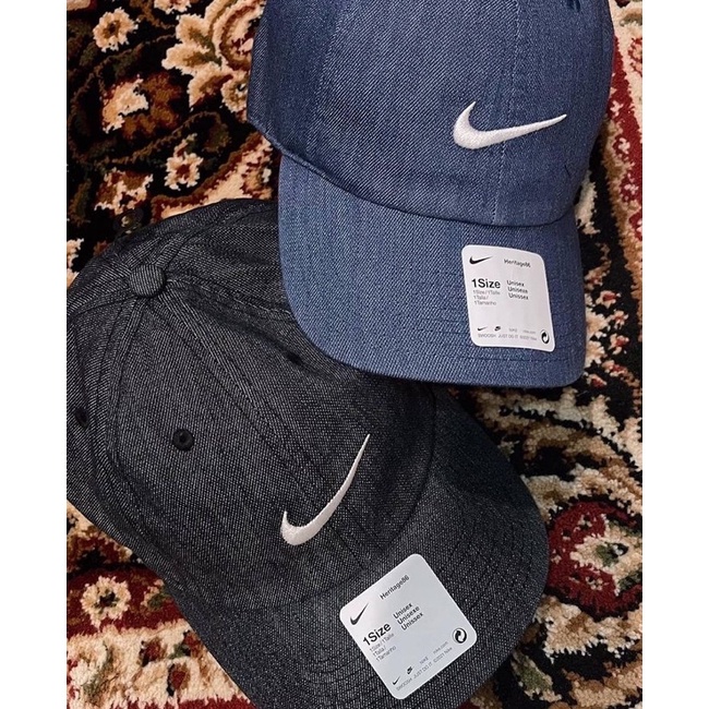 Nike Swoosh Denim NSW Heritage86 Cap Blue DJ6220-410 Topi Original