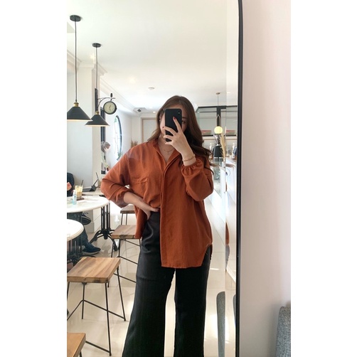 JOSHIN Bella Shirt Tunik Airflow - Kemeja Oversize Wanita Crinkle Kancing Full Busui Friendly