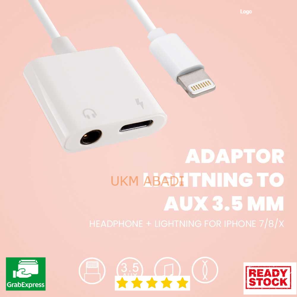 Adaptor Lightning to AUX 3.5 mm Headphone for 1Phone 7/8/X Apel Macb00k