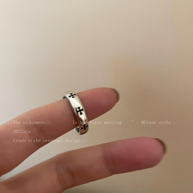 Retro Cross Open Ring Female Cincin Jari Telunjuk Kepribadian Sederhana Bergaya