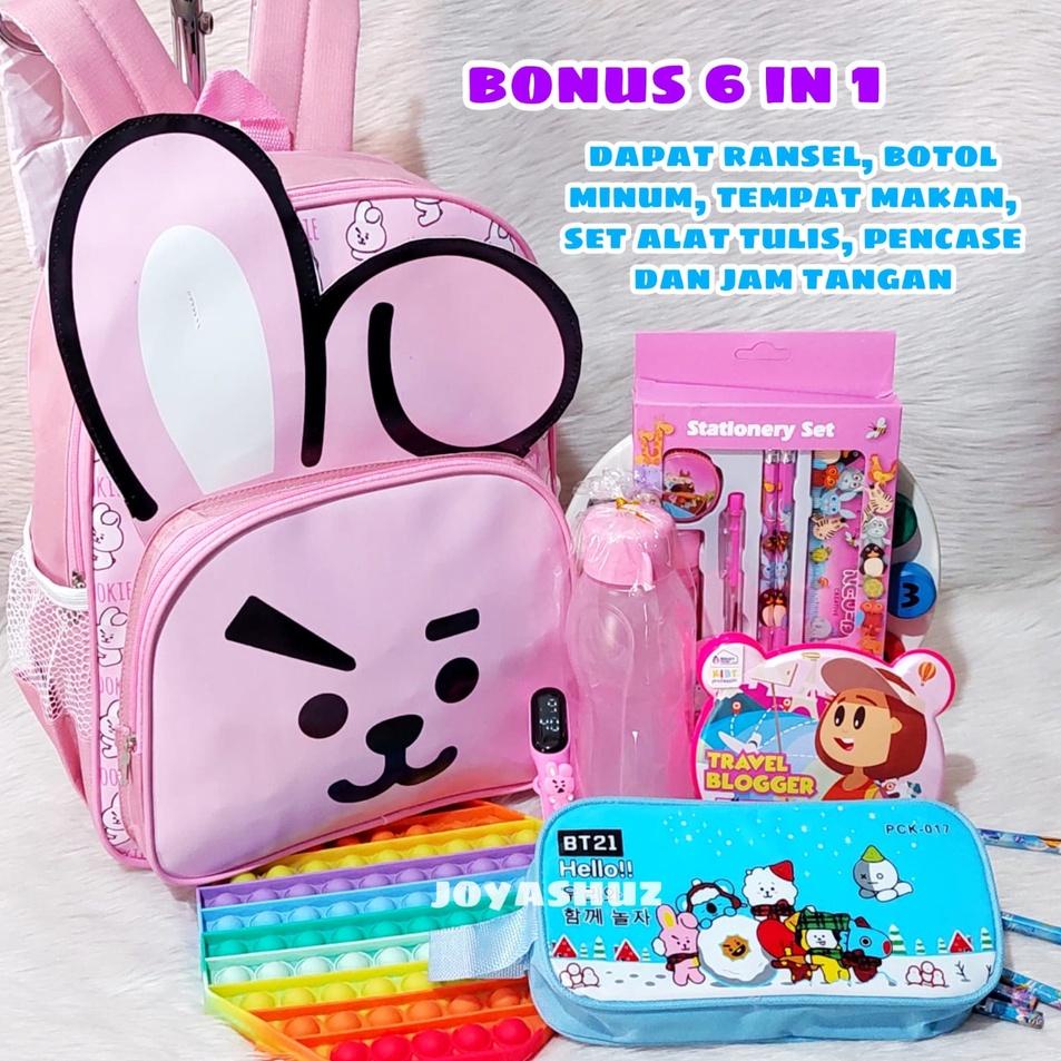 ✧ Tas Anak Perempuan Berbonus - Ransel Coki Anak TK - Tas Sekolah Anak TK  Karakter - Tas Anak Perem