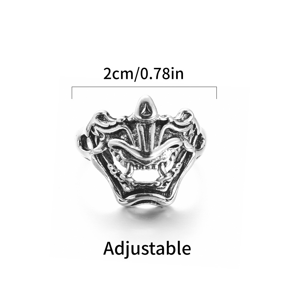 [Harga Grosir] European-american Style Alloy Mask with Adjustable Open Rings For Women And Men / Two-color Demon Finger Ring / Retro Geometric Skull Party Rings / Popular Jewelry