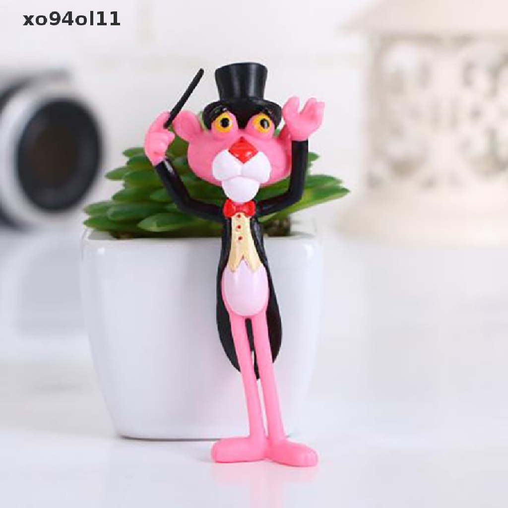 Xo 4pcs/lot Action &amp; Toy Figure Pink Panther Boneka Lucu Micro Landscape Dekorasi OL