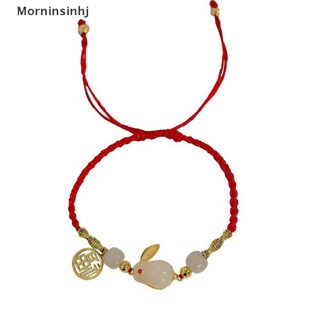 Mornin2023tahun Kelinci DIY Seni Kerajinan Gelang Tali Merah Dikepang Gelang Liontin Gelang Untuk Pacar Anak Siswa Hadiah Lucu Mengenang Anyaman Tangan Tali Perhiasan id