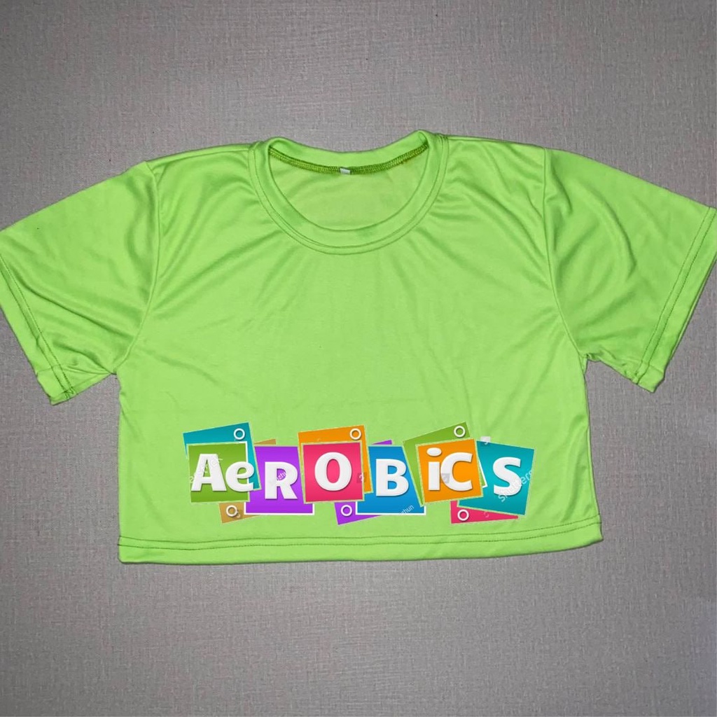 May Clothing - Crop Top Aerobics Hijau Neon Dewasa Bahan Cotton