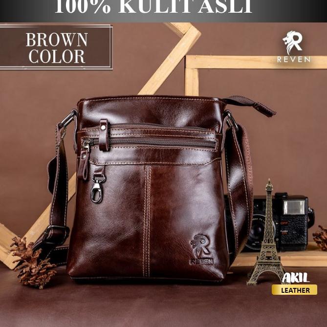 Terlaris Tas Kulit Pria Tas Selempang Slempang Sling Bag Pria Cowok Branded Bahan Kulit Sapi Asli 10