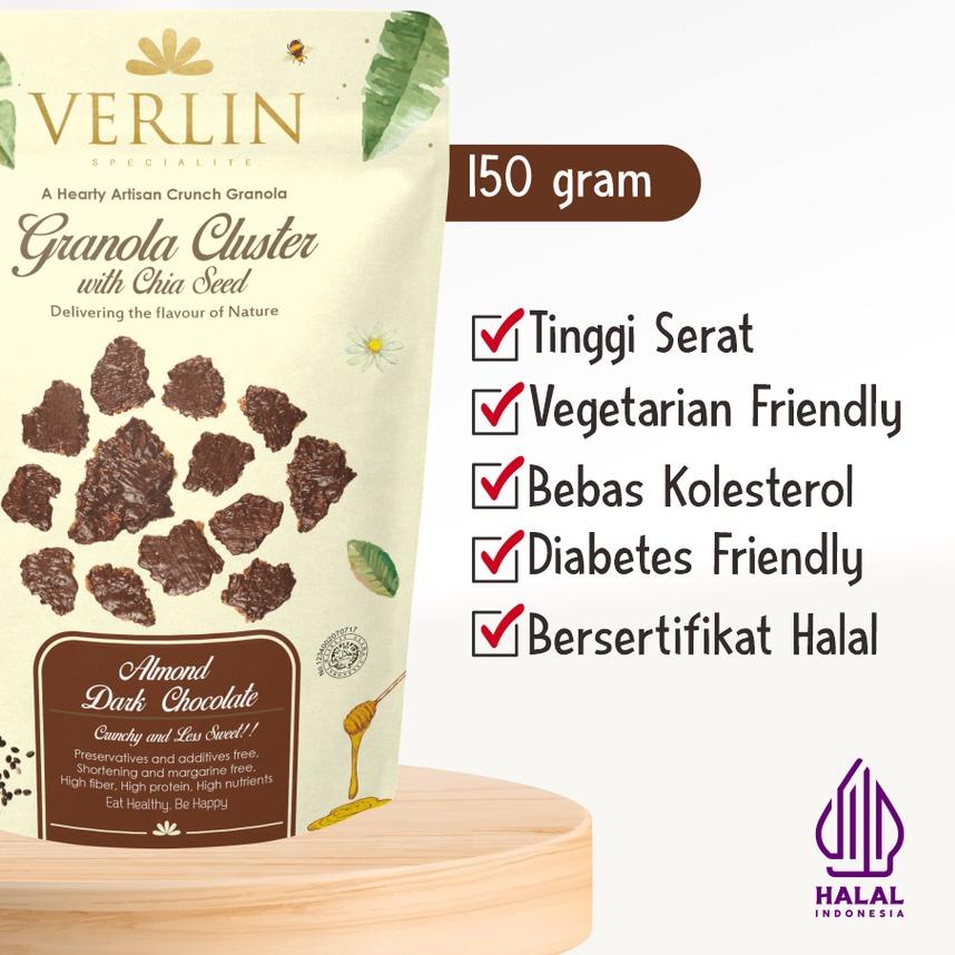 

۝ Verlin Granola Cluster Almond Dark Chocolate 150gr ➴