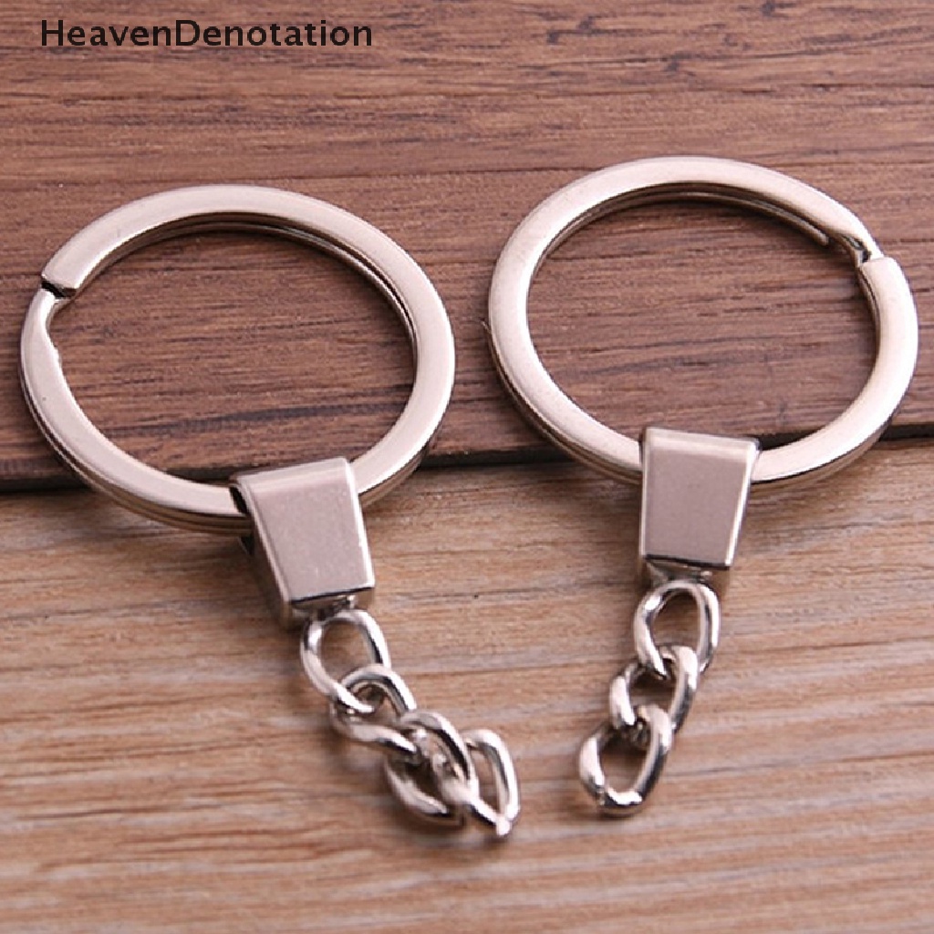 [HeavenDenotation] 10pcs Key Ring Long Round DIY 30mm Keyring Polished Round Split Metal Keychain Split Ring Pendek Rantai Aksesoris Tas Pesona HDV