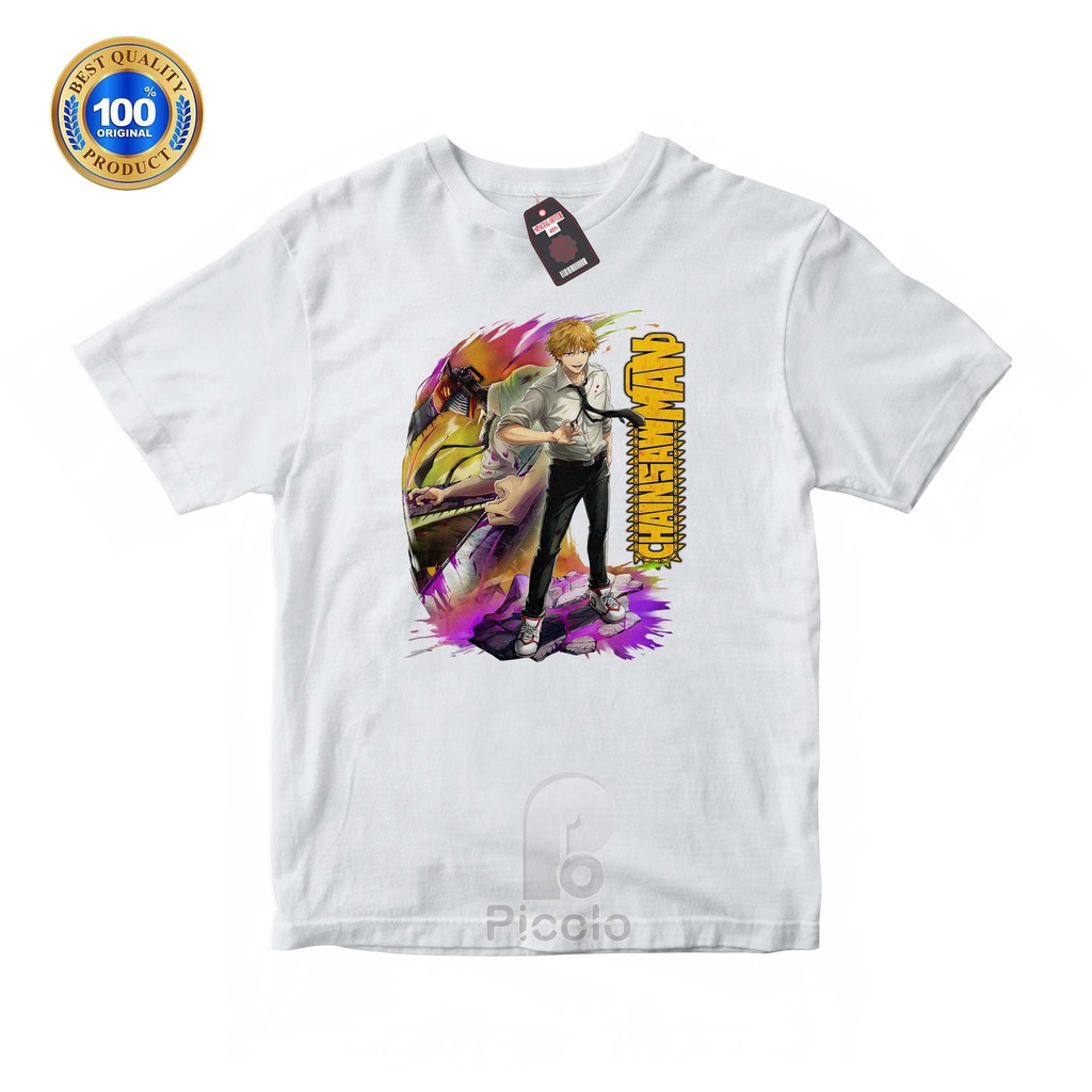 (FREE NAMA) BAJU KAOS ATASAN ANAK MOTIF ANIME CHAINSAW MAN KARAKTER DENJI UNISEX Bahan COTTUN