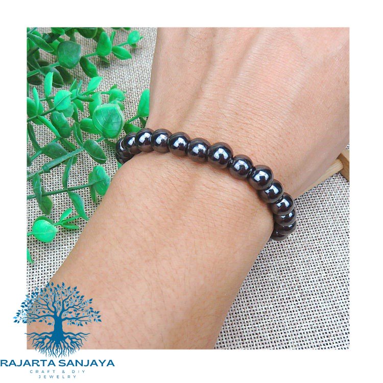 Gelang Trendy 8mm Cool Black Magnetic Hematite Stone Therapy Healthcare Beads Bracelet