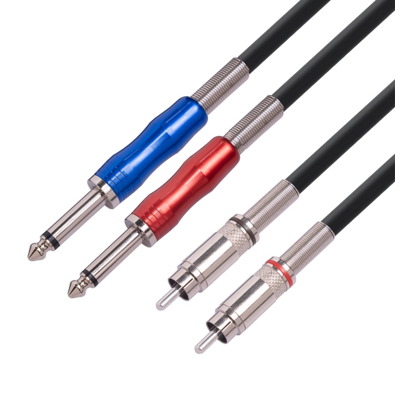 Zzz Kabel Line 2x 6.35mm Male-TS to 2x RCA Male PVC Housing Adapter Cord Kawat