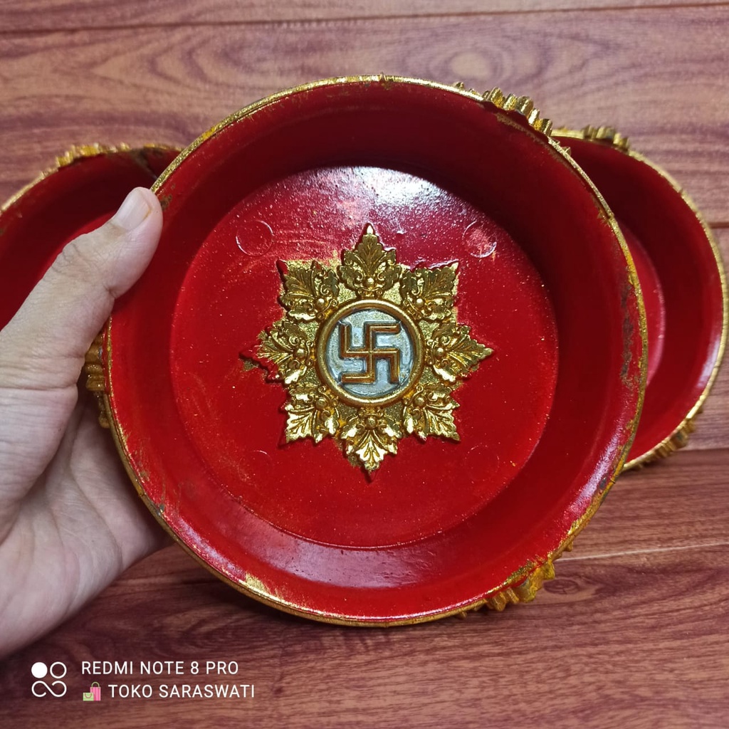 Hiasan Bali Bokor Viber Merah Swastika Asli Bali