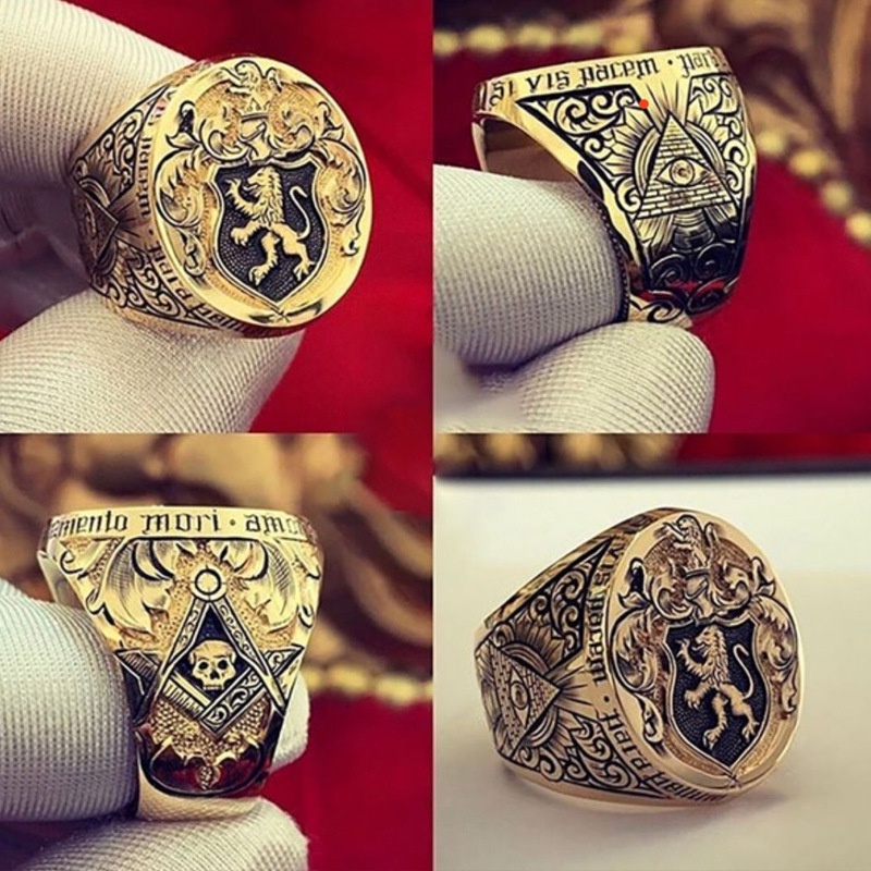 Goldkingdom Aksesoris Perhiasan Fashion Ready Stock Cincin Segel Ukiran Singa Inggris Klanmu Pertunangan Hadiah Ulang Tahun Pernikahan Untuk Pria