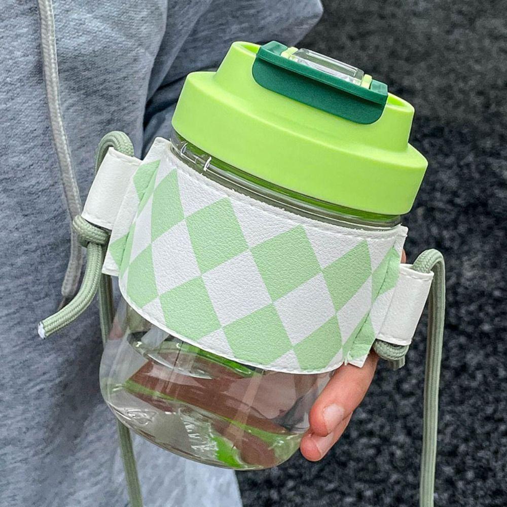 R-FLOWER 450ml Penutup Gelas Cangkir Minuman Ganda Gym Travel Bening Dengan Sedotan