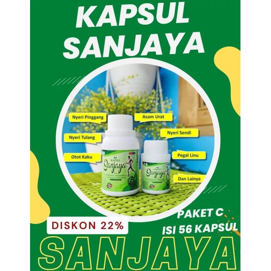 KAPSUL SANJAYA ORIGINAL ISI 56 KAPSUL ASAM URAT, PEGAL LINU, PINGGANG, OTOT KAKU, SENDI, STROKE, DLL