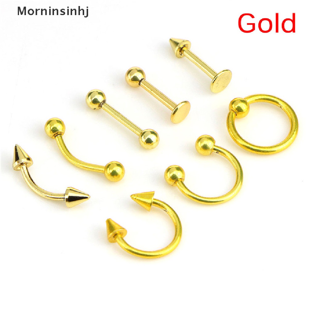 Mornin Campur 8PCS 16G Stainless Steel Helix Perhiasan Telinga Alis Hidung Bibir Rings id