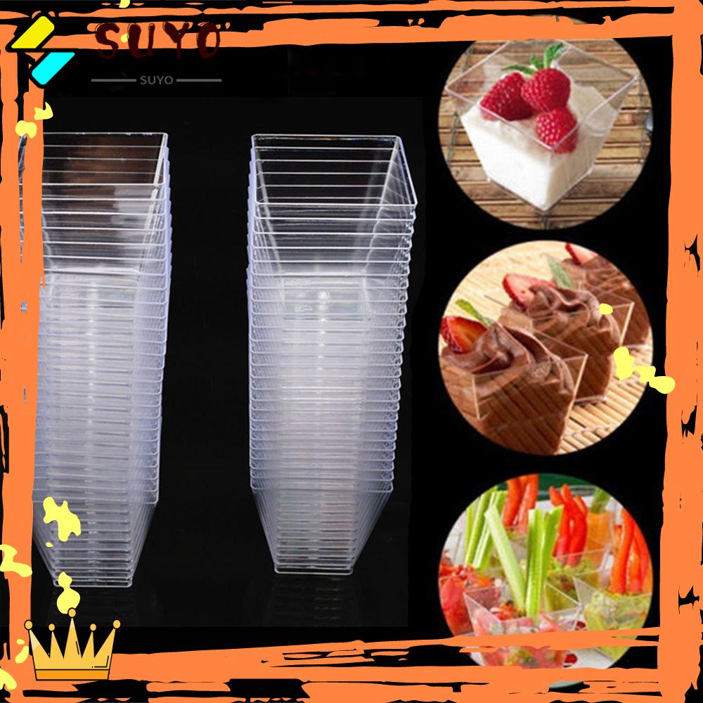 Suyo 60ml 10/30/50pcs Dessert Cup Home &amp; Kitchen Bakeware Transparan Perlengkapan Pesta Mousses