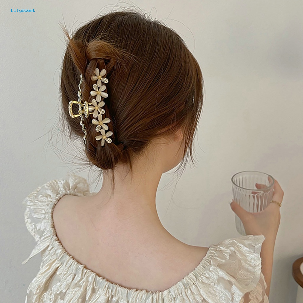 Lilyscent Reusable Hair Barrette Aksesoris Rambut Lady Simple Flower Decor Big Hair Clip Persilangan Gigi