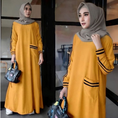 pStore88 - GAMIS AGATHA MAXI DRESS FASHION MUSLIM / ADA KANTONG / BAHAN BABYTERRY 3411