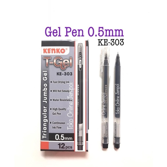 

Ballpoint bolpen Gel Pen Ke-303 T-Gel Triangular Black KENKO / Pulpen