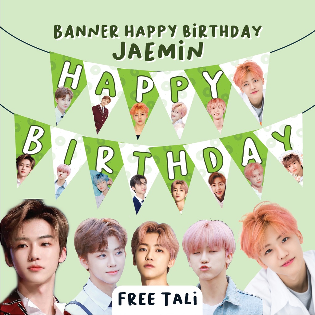 BANNER HBD JAEMIN NCT 127 HIASAN KUE HAPPY BIRTHDAY DEKORASI KUE TART LUCAS JISUNG MARK JAEHYUN NCT 