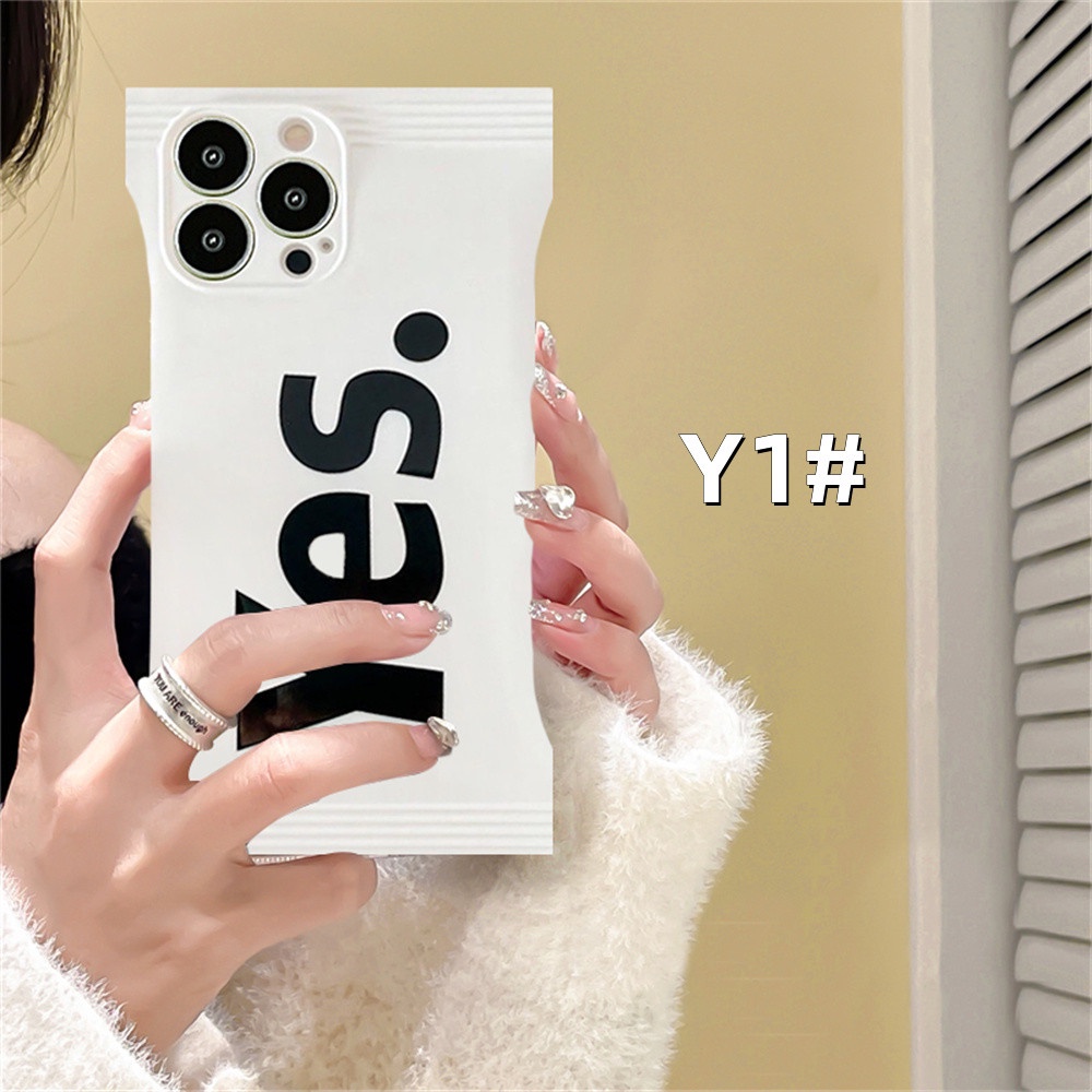 Candy YES Case VIVO Y22 Y16 Y35 Y22 Y01 Y21 Y21T Y33S Y33T Y20 Y20S Y20i Y15S Y15A Y17 Y15 12 Y11 Y19 Y91C Y1S Y95 Y93 Y91 Y50 Y30 Huruf Kreatif Ya TPU Soft Cover