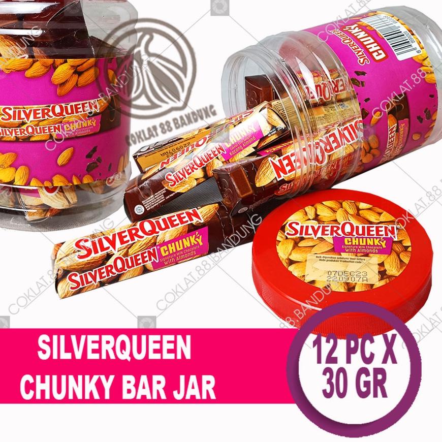 

✪ SilverQueen Chunky Bar Toples Isi 12 pcs X 30 gr Coklat - Cokelat SIlver Queen ChunkyBar Jar 30 gram X 12 Batang Milk Chocolate Cashew Almond BOX ℗