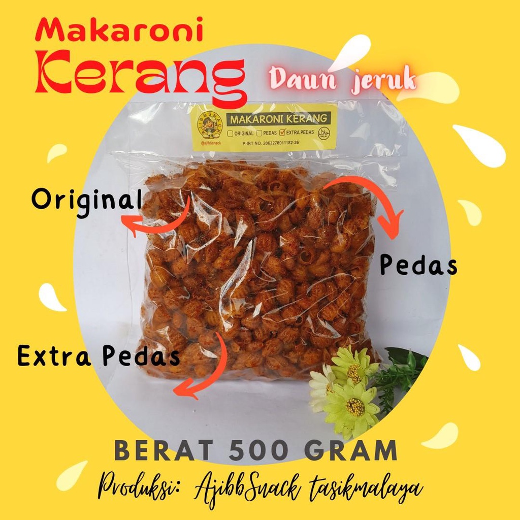 500gr MAKARONI KERANG RENYAH DAUN JERUK