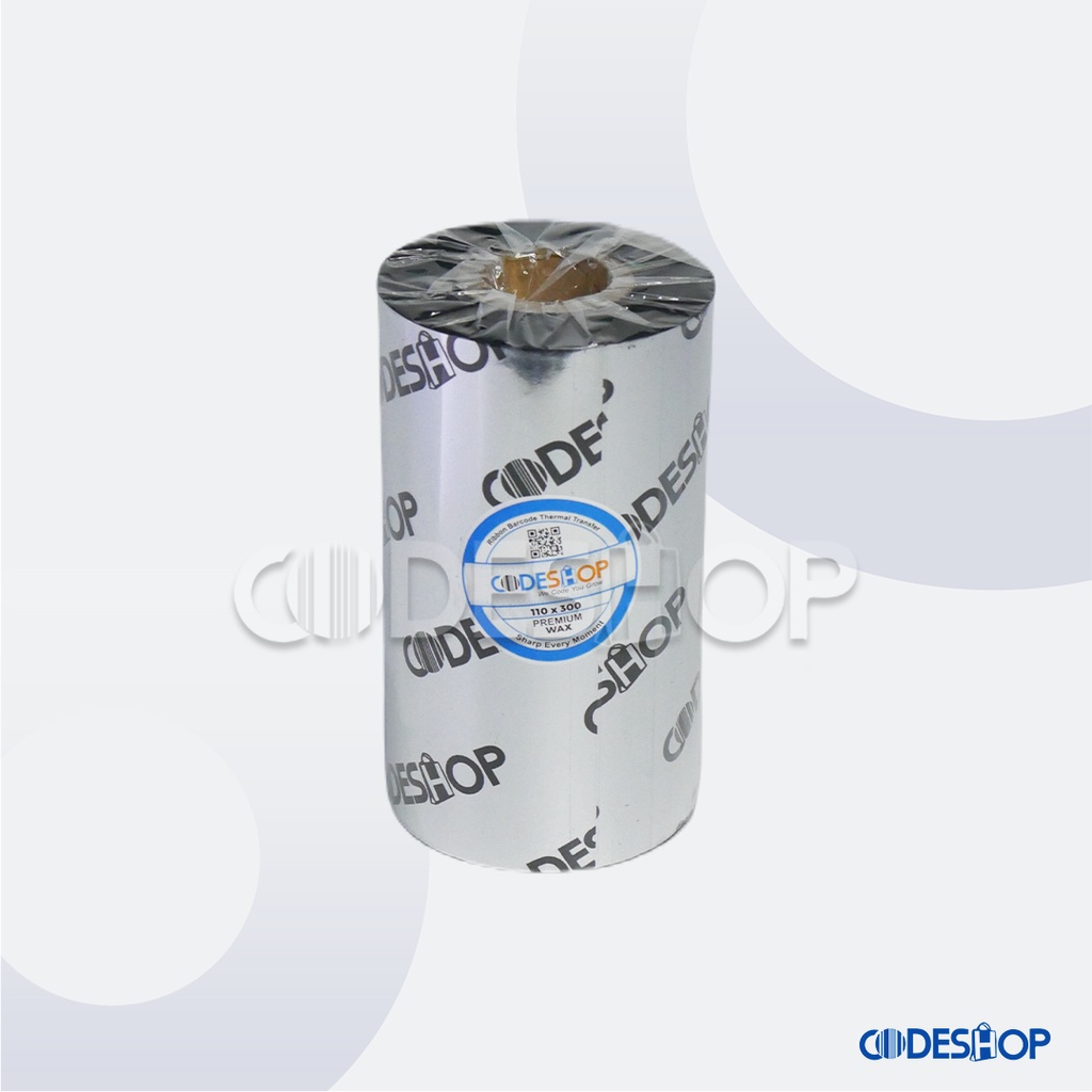 Ribbon Premium Wax CODESHOP 110x300M Pita Printer Barcode 110x300M