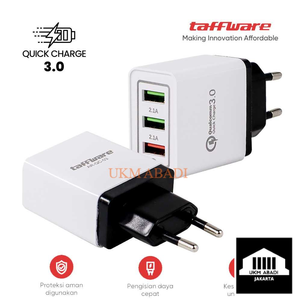 Colokan Charger USB 3 Port Qualcomm QC 3.0 EU Plug AR QC 03