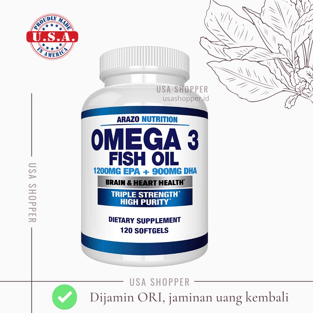 [ORI USA] Arazo Nutrition Omega 3 Fish Oil - 120 Caps