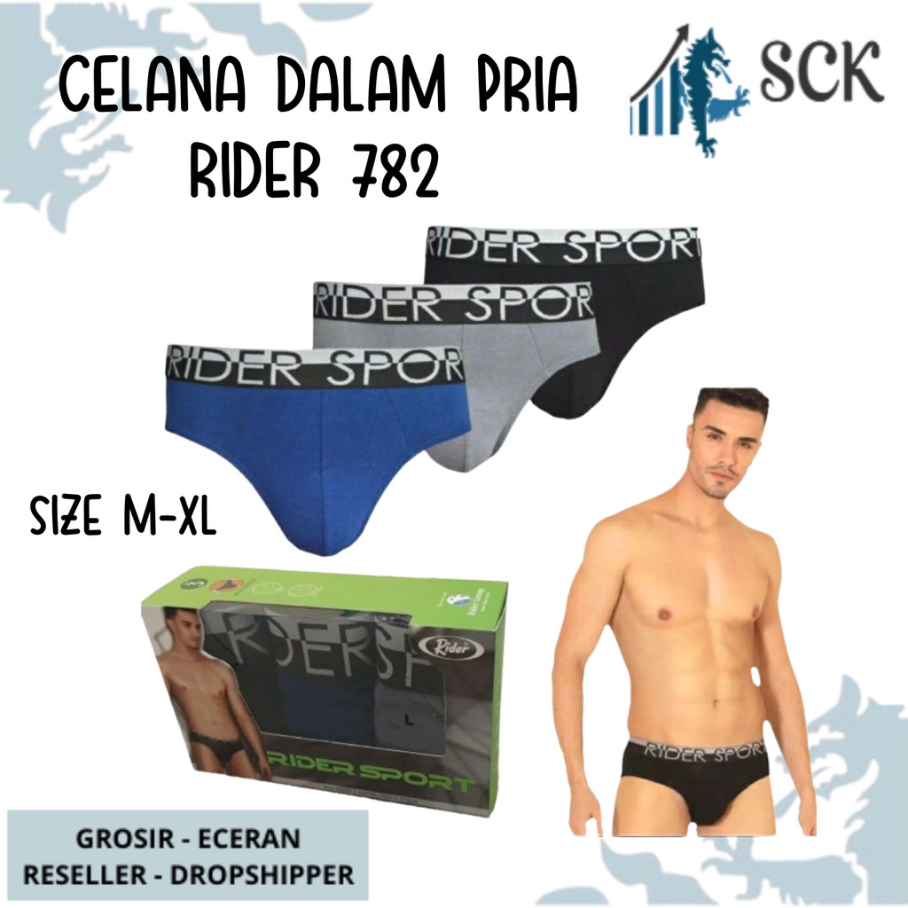 [ISI 3] CD Pria RIDER 782 Sport Bahan Katun / RIDER Sport Brief Man R782 - sckmenwear GROSIR